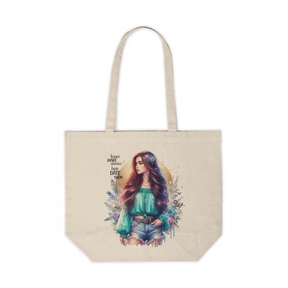 I Don`t Make Mistakes, I Just Date Them Stylish Canvas Shopping Tote with Inspirational Quote, Eco-Friendly Bag, Reusable Grocery Bag, Beach Tote, Boho Tote for Everyday Use