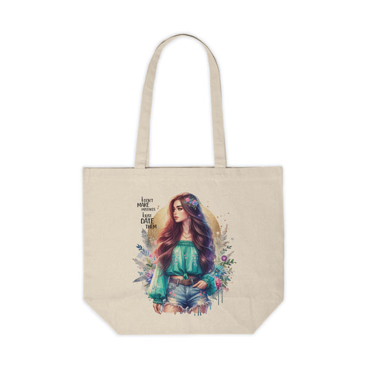 I Don`t Make Mistakes, I Just Date Them Stylish Canvas Shopping Tote with Inspirational Quote, Eco-Friendly Bag, Reusable Grocery Bag, Beach Tote, Boho Tote for Everyday Use
