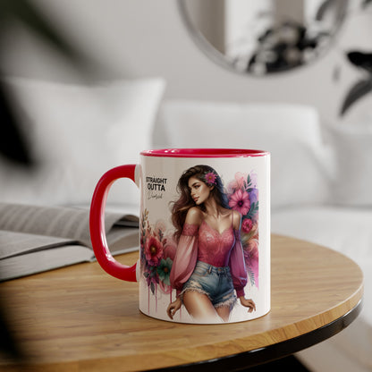 Straight Outta Divorced Humoristic Stylish Accent Mug, Floral Coffee Cup, Gifts for Her, Straight Outta, Unique Art Mug, Home Decor, Birthday Present