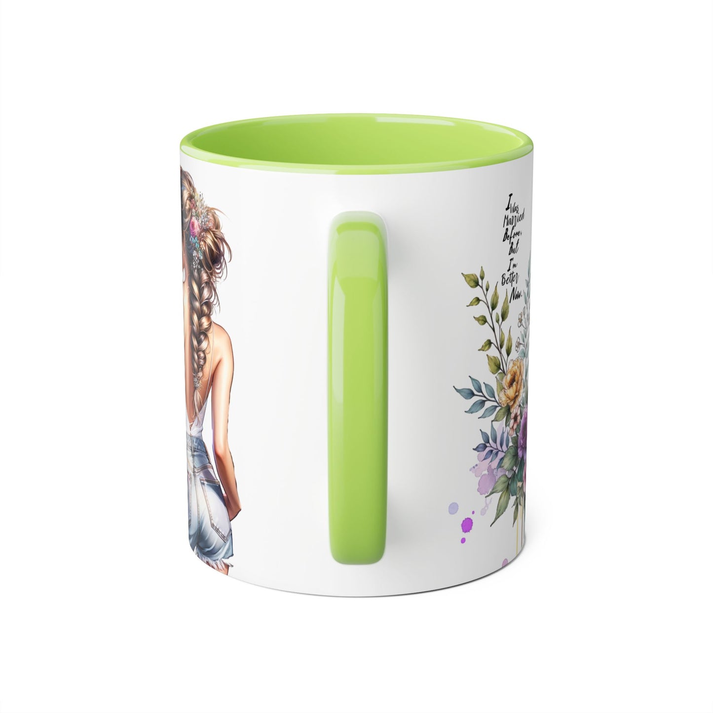 I Was Married Before But I'm Better Now Elegant Floral Accent Mug, Perfect Gift for Tea Lovers, Inspirational Coffee Cup for Her, Unique Home Decor, Sister's Birthday Gift
