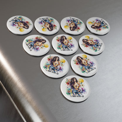 Stylish Round Magnet with '1-800-BOYS-LIE' Design - Fun Decor for Home, Office, Gifts, Party Favors, or Fridge Decoration