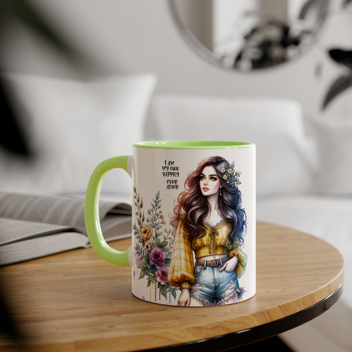 Inspirational Floral Accent Mug - 11oz, 'I Am My Own Happily Ever After '