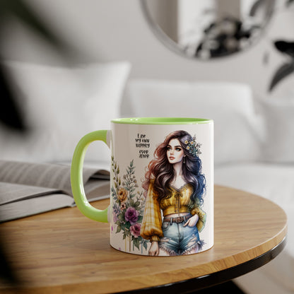 Inspirational Floral Accent Mug - 11oz, 'I Am My Own Happily Ever After '