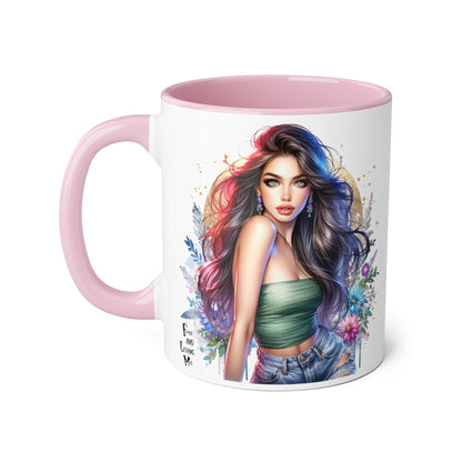 Bohemian Accent Mugs, Artistic Coffee Cup, Colorful Floral Mug, Gift for Her, Unique Art Collection, Cozy Vibe
