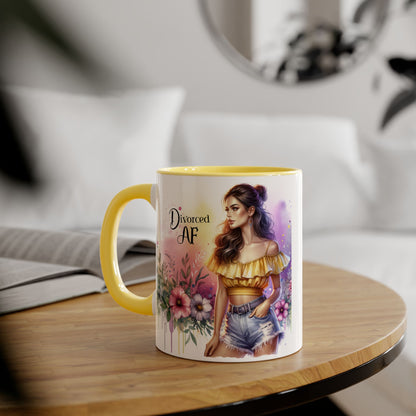Divorced AF Accent Mug, Floral Coffee Cup, Empowerment Gift, Self-Care Mug, Funny Divorce Coffee Mug, Unique Drinkware