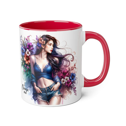 Floral Accent Mug, I Choose Me Design, Artistic Coffee Cup, Gift for Her, Home Décor, Tea Lover’s Essential