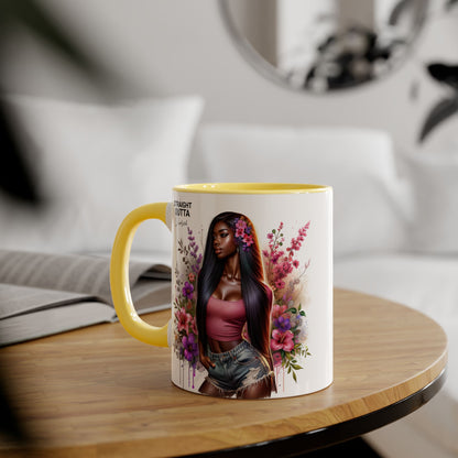 Straight Outta Divorced Humoristic Floral Accent Mug