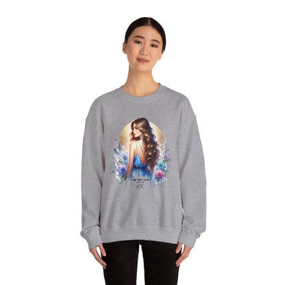 I'm Too Cute For My Ex Artistic Floral Crewneck Sweatshirt with Elegant Woman Design, Cozy Pullover, Gift for Her, Trendy Apparel, Perfect for Everyday Wear