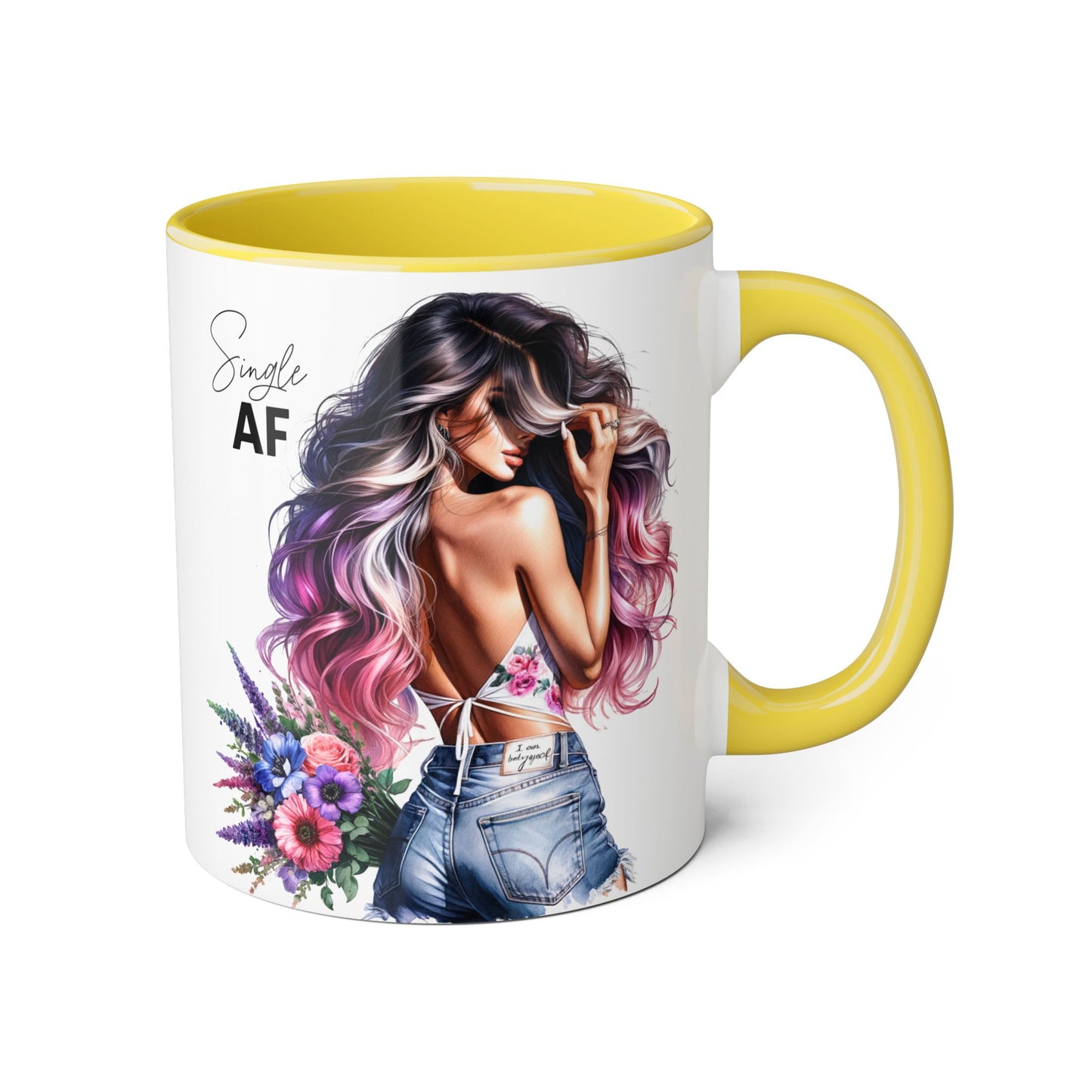 Single AF Bold Floral Single AF Accent Mug - Perfect for Coffee Lovers, Gifts for Her, Self-Care, Celebration, Home Decor