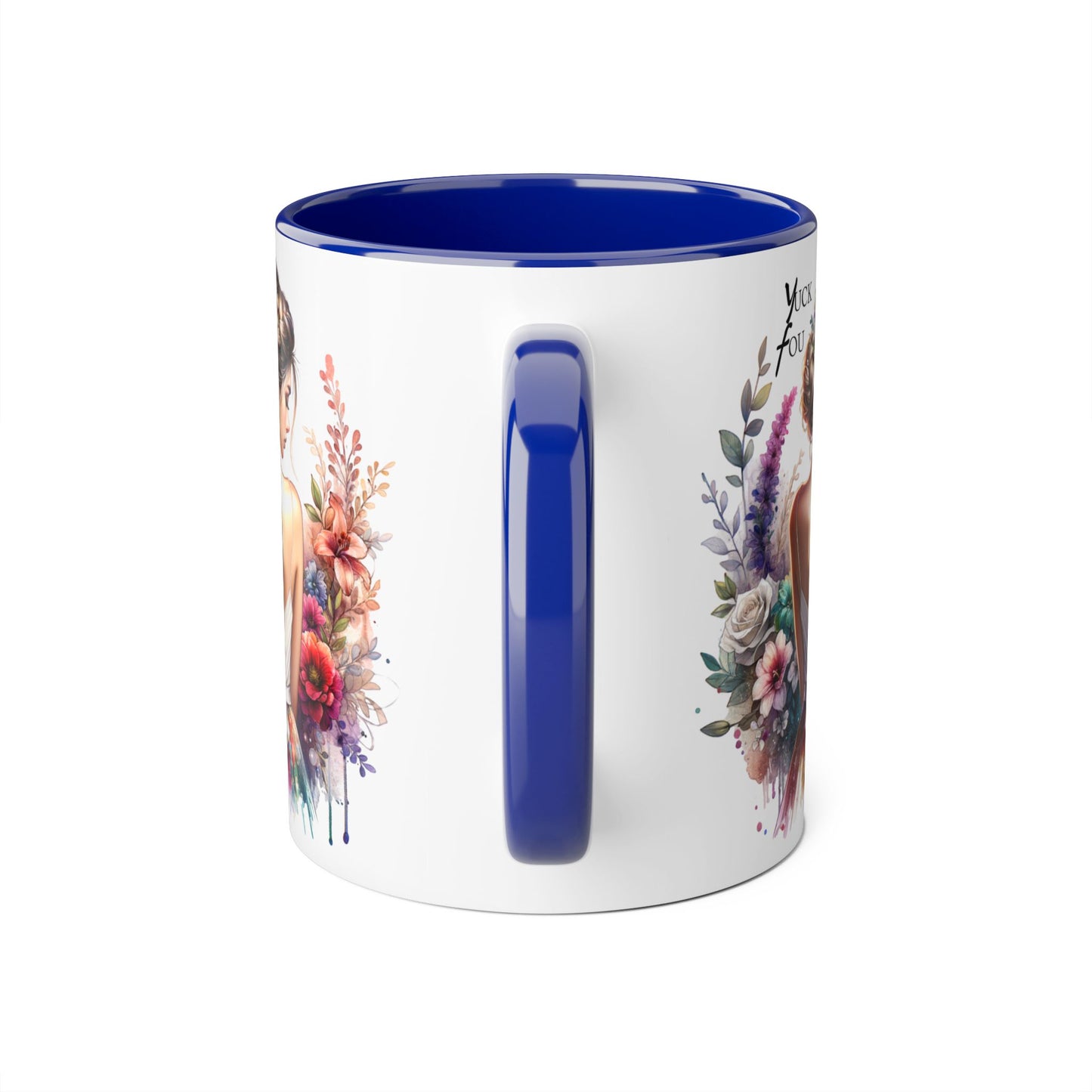 Yuck Fou Floral Artwork Accent Mug, 11oz Coffee Mug, Unique Gift for Her, Bohemian Style Mug, Personalized Coffee Cup