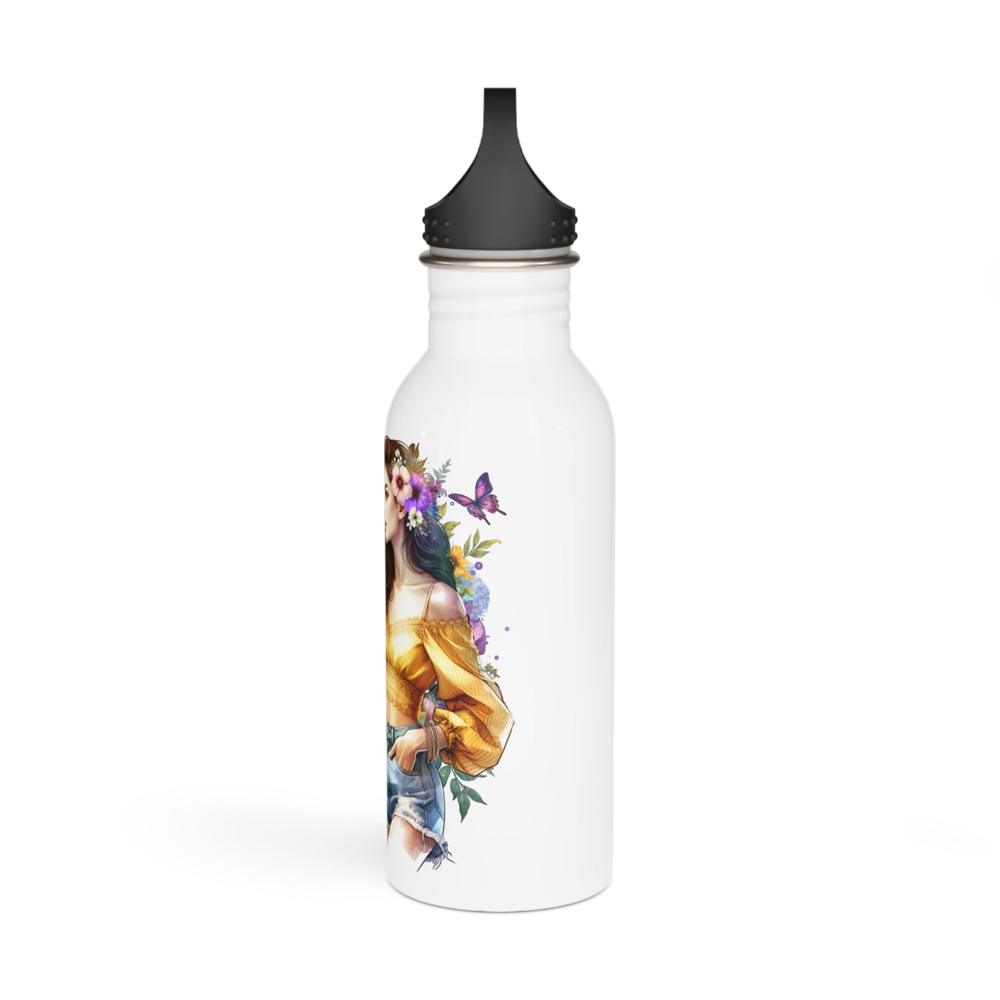 I Am My Own Happily Ever After Empowered Floral Stainless Steel Water Bottle, Motivational Drinkware, Gift for Her, Eco-Friendly Water Bottle, Custom Water Bottle