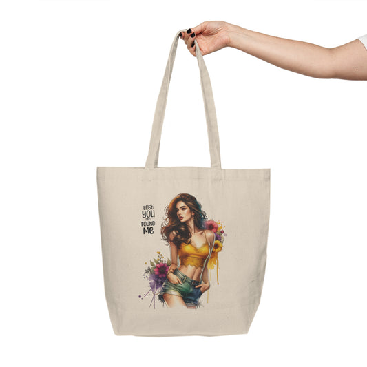 Lost You and Found Me Floral Art Canvas Tote Bag for Shopping, Love You Beyond Me, Eco-Friendly Grocery Tote, Stylish Beach Bag, Woman's Gift