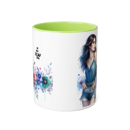 Chic IDGAF Accent Mug, Floral Art, Gift for Her, Coffee Lover, Unique Decor, Trendy Mug, Self-Care Gift