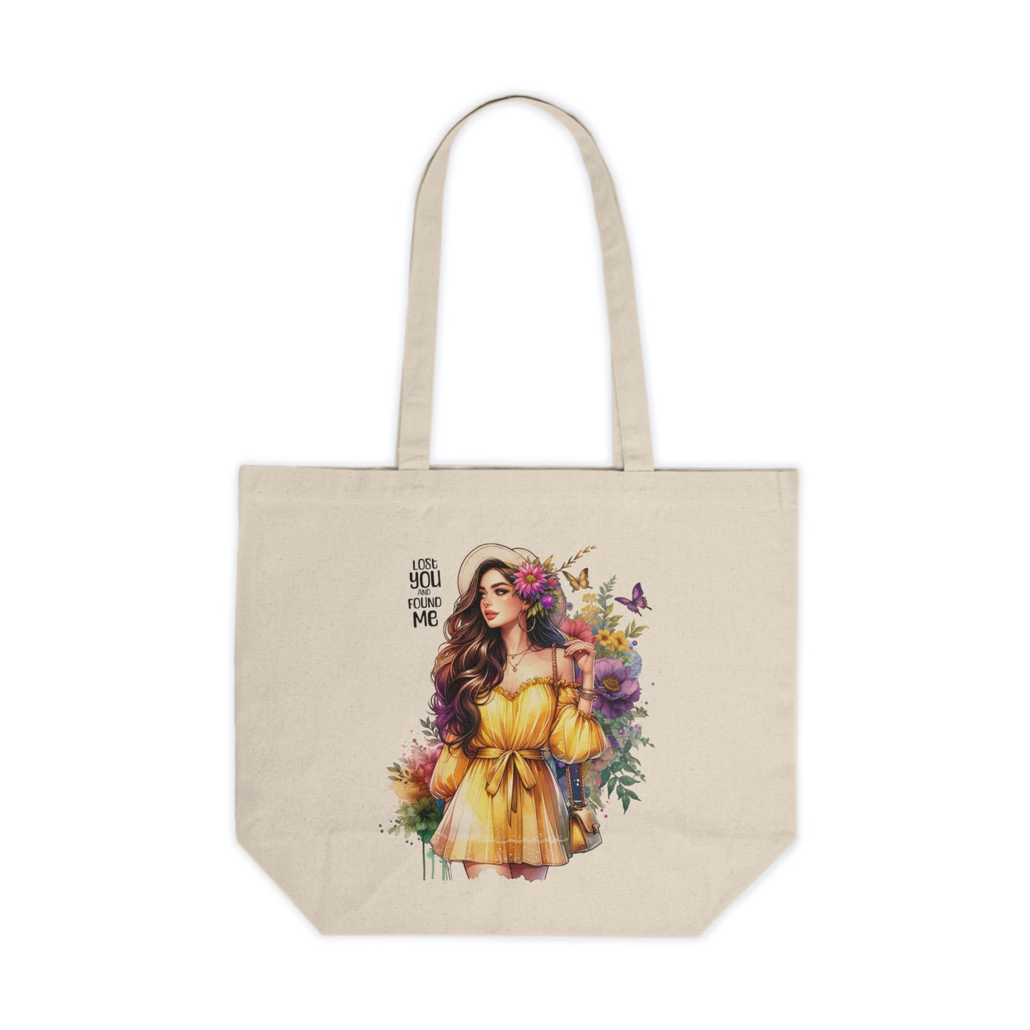 Lost You and Found Me Bohemian Floral Canvas Shopping Tote - Ideal for Eco-Friendly Shopping, Summer Picnics, Beach Days, or Gift Giving
