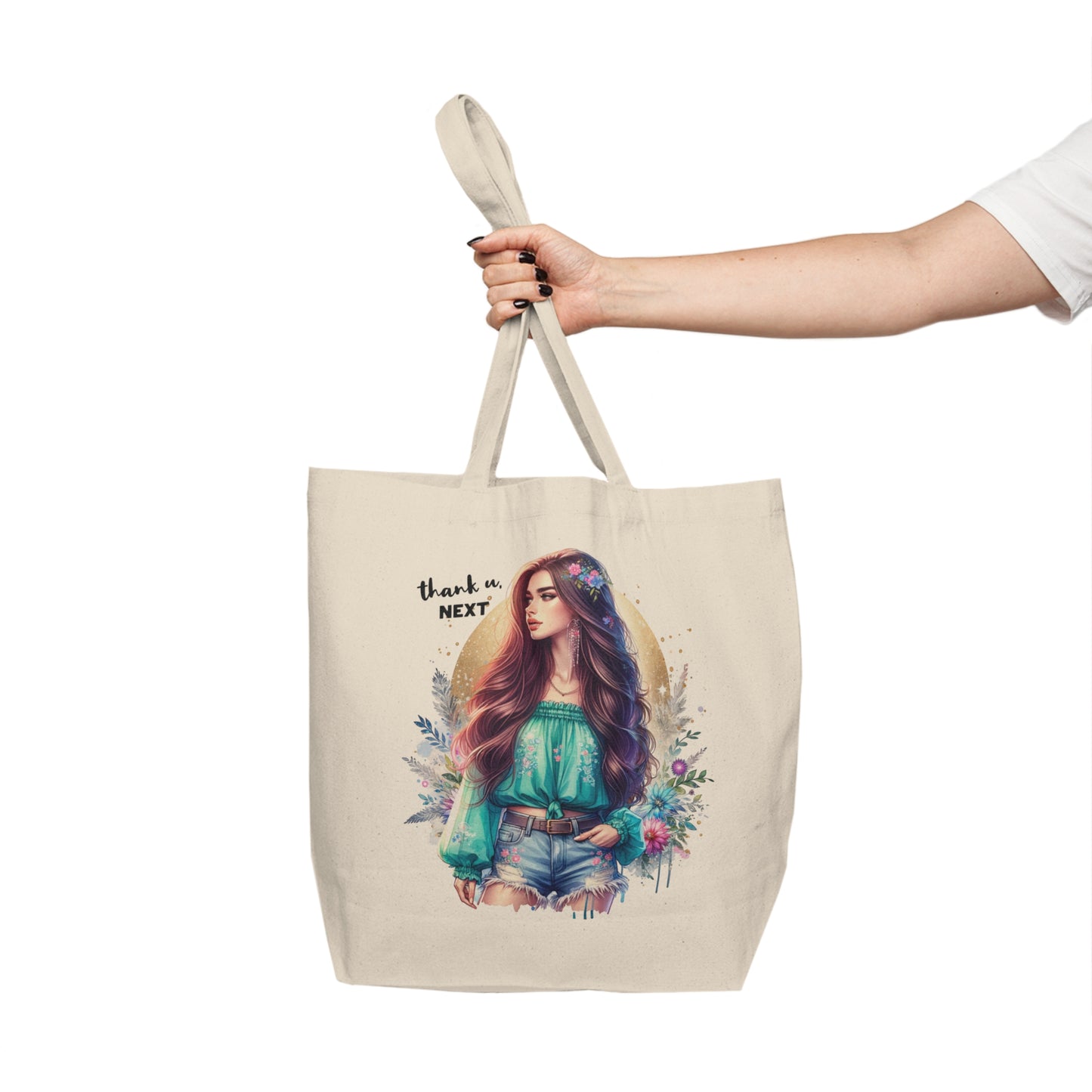 Thank U, Next Stylish Canvas Shopping Tote, Eco-Friendly Bag, Fashionable Grocery Tote, Gift for Her, Trendy Reusable Bag, Thank You Next Design