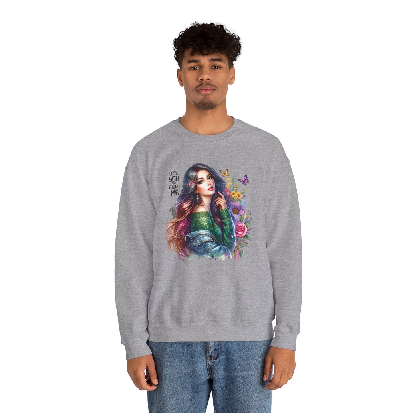 Lost You And Found Me Bohemian Floral Crewneck Sweatshirt, Cozy Graphic Sweatshirt, Gift for Her, Unique Art Pullover, Spring Fashion Crew