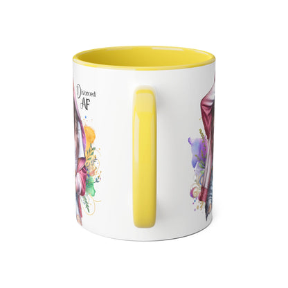Trendy Accent Mug - 'Divorced AF' Design, Chic Gift for Friends, Coffee Lovers, Inspirational Drinkware, Birthday, Everyday Use