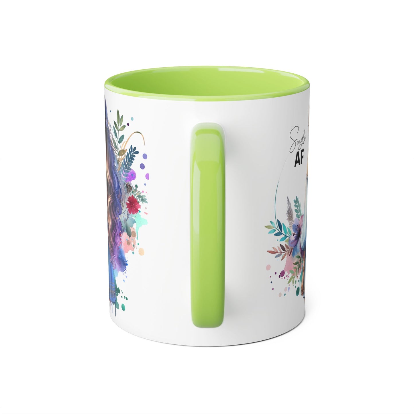 Single AF Boho Art Accent Mug, Unique Coffee Mug, Gift for Her, Floral Mug, Inspirational Mug, Perfect for Birthdays, Encouragement