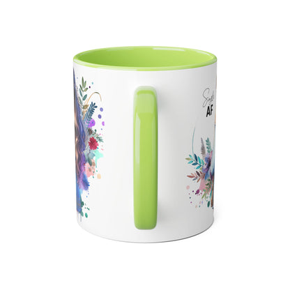 Single AF Boho Art Accent Mug, Unique Coffee Mug, Gift for Her, Floral Mug, Inspirational Mug, Perfect for Birthdays, Encouragement