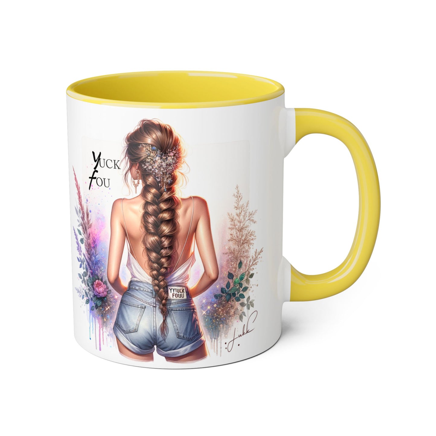 Yuck Fou Stylish Floral Accent Mug, Gift for Friends, Motivational Coffee Cup, Cute Home Decor, Art Lover's Mug, Perfect for Holidays