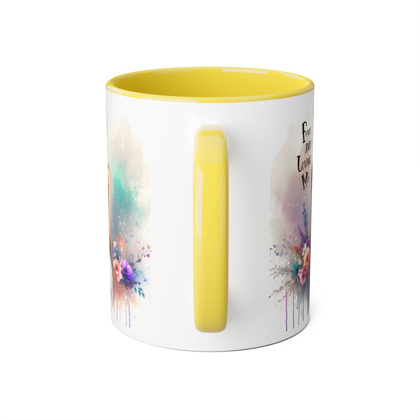 Free and Loving Me Bohemian Accent Mug, Inspirational Coffee Cup for Dreamers, Artistic Floral Mug, Gift for Her, Home Decor, 11oz Tea Mug