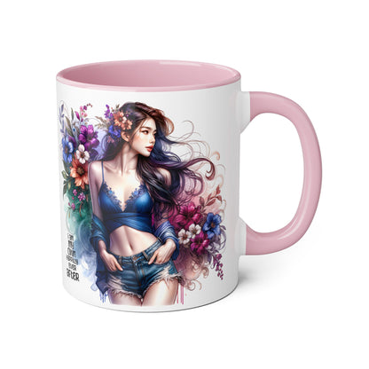 I Am My Own Happily Ever After Whimsical Floral Accent Mug - Perfect for Tea Lovers, Gift for Her, Custom Drinkware, Creative Home Decor, Inspirational Coffee Cup