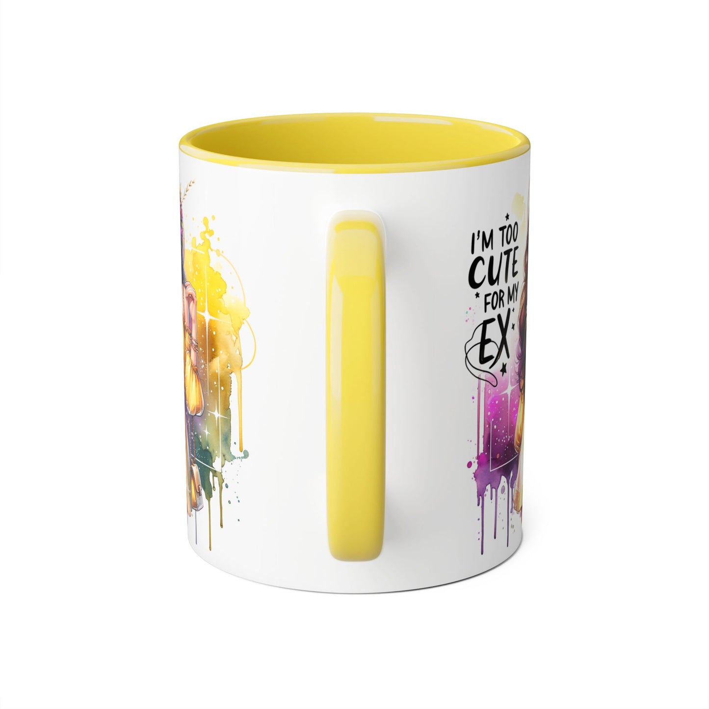 Cute Ex-Related Accent Mugs, 11oz - Quirky Gifts, Funny Coffee Cup, Relationship Humor, Self-Love Mug, Colorful Artwork