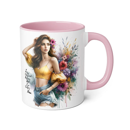 I Was Married Before But I'm Better Now Humoristic Chic Floral Accent Mug - Inspirational Art for Coffee Lovers, Gifts for Friends, Home Decor, Motivational Drinkware, Birthday Present