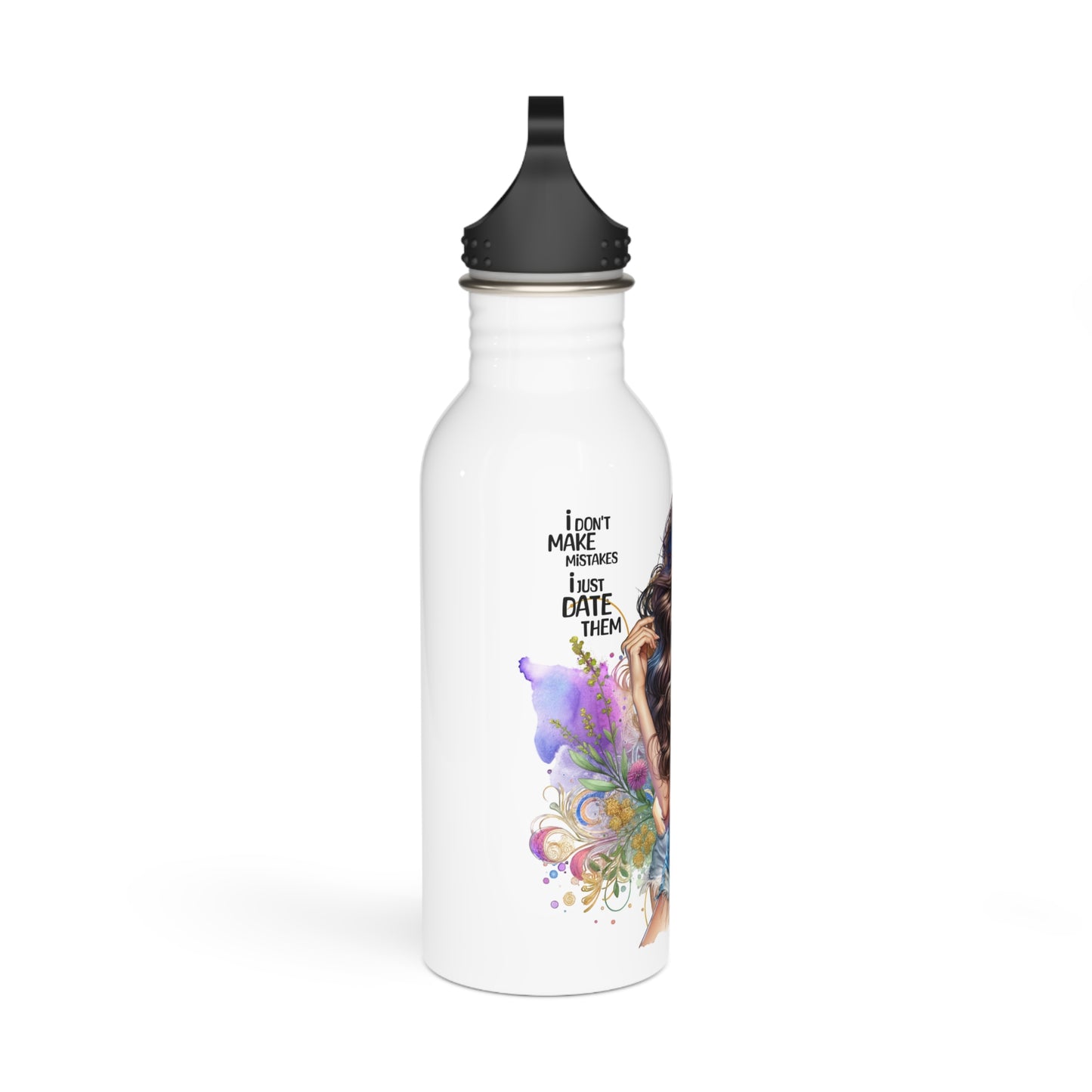 I Don't Make Mistakes, I Date Them Vibrant Stainless Steel Water Bottle - Motivational Quote & Colorful Design, Eco-Friendly Drinkware, Fitness Hydration, Gift Idea