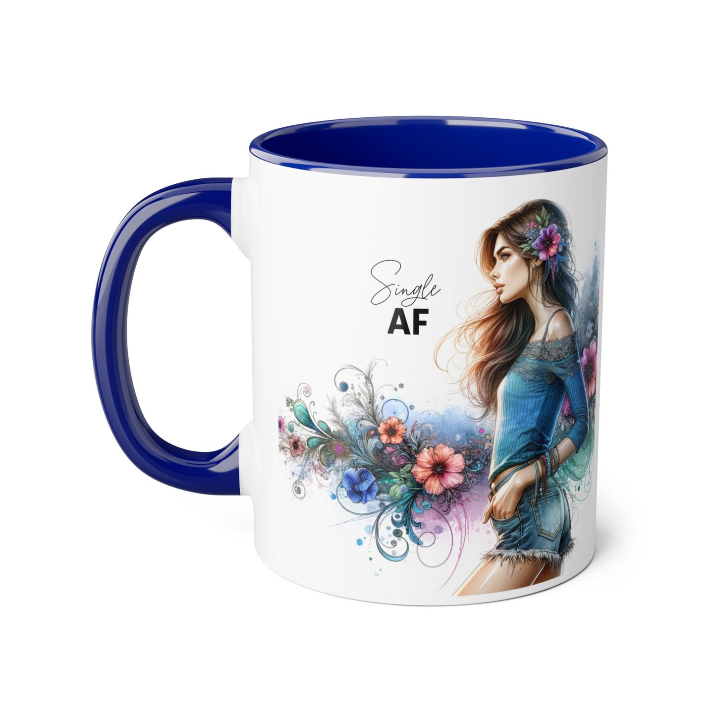 Vibrant Accent Mug - Perfect Gift for Singles, Fun Coffee Cup, Floral Artwork, Sassy Home Decor, Unique Birthday Present