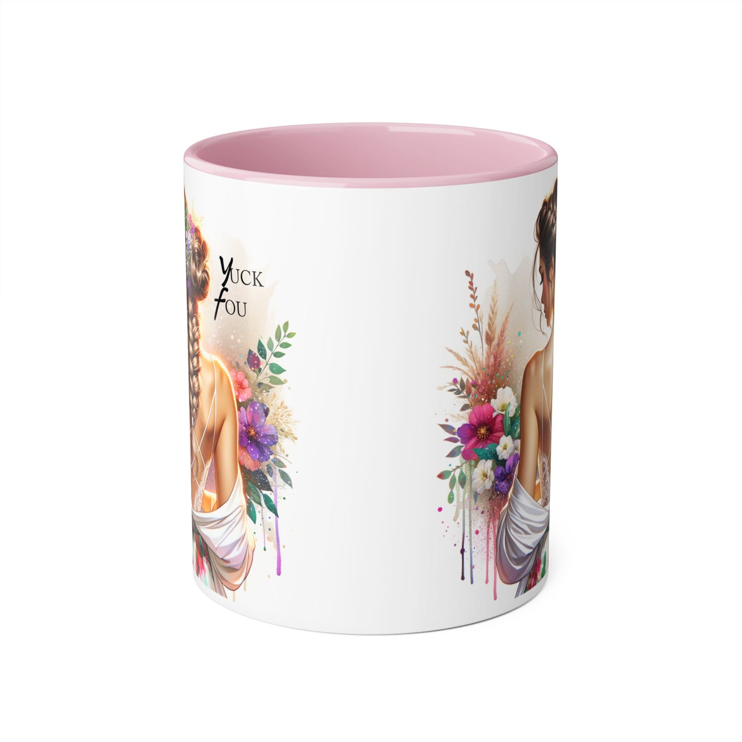 Bohemian Accent Mug with Floral Design, Yuck Fou  Coffee Cup, Unique Gift for Her, Inspirational Mug, Art Lover's Drinkware