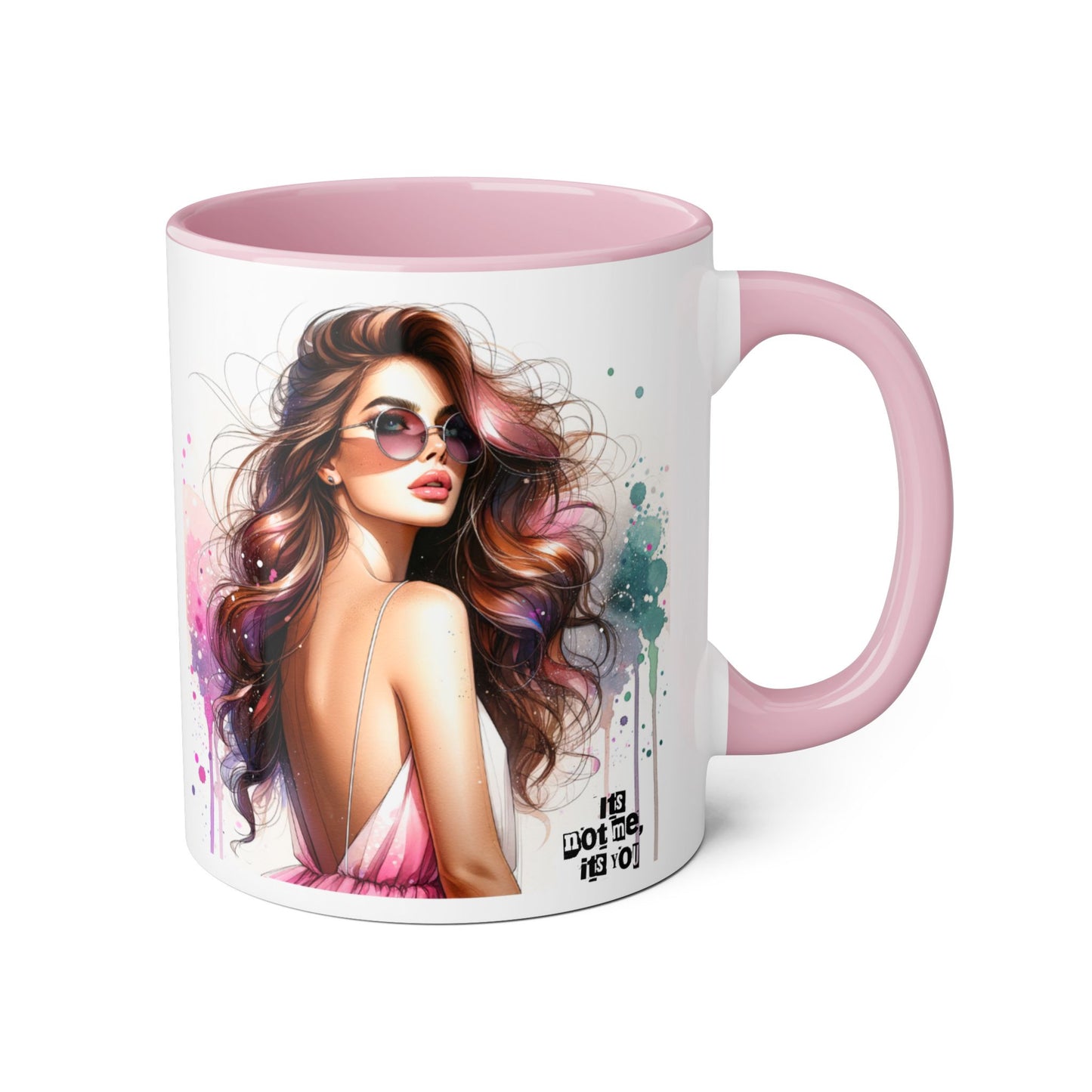 It's Not Me, It's You Humoristic Chic Abstract Accent Mug, Vibrant Coffee Cup, Trendy Gift for Her, Colorful Art Mug, Fashionista Drinkware