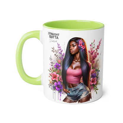 Straight Outta Divorced Humoristic Floral Accent Mug