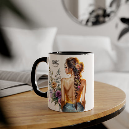 Straight Outta Divorced Humoristic Chic Floral Accent Mug with Elegant Design, Coffee Lover Gift, Home Decor, Mother's Day Present, Artistic Drinkware