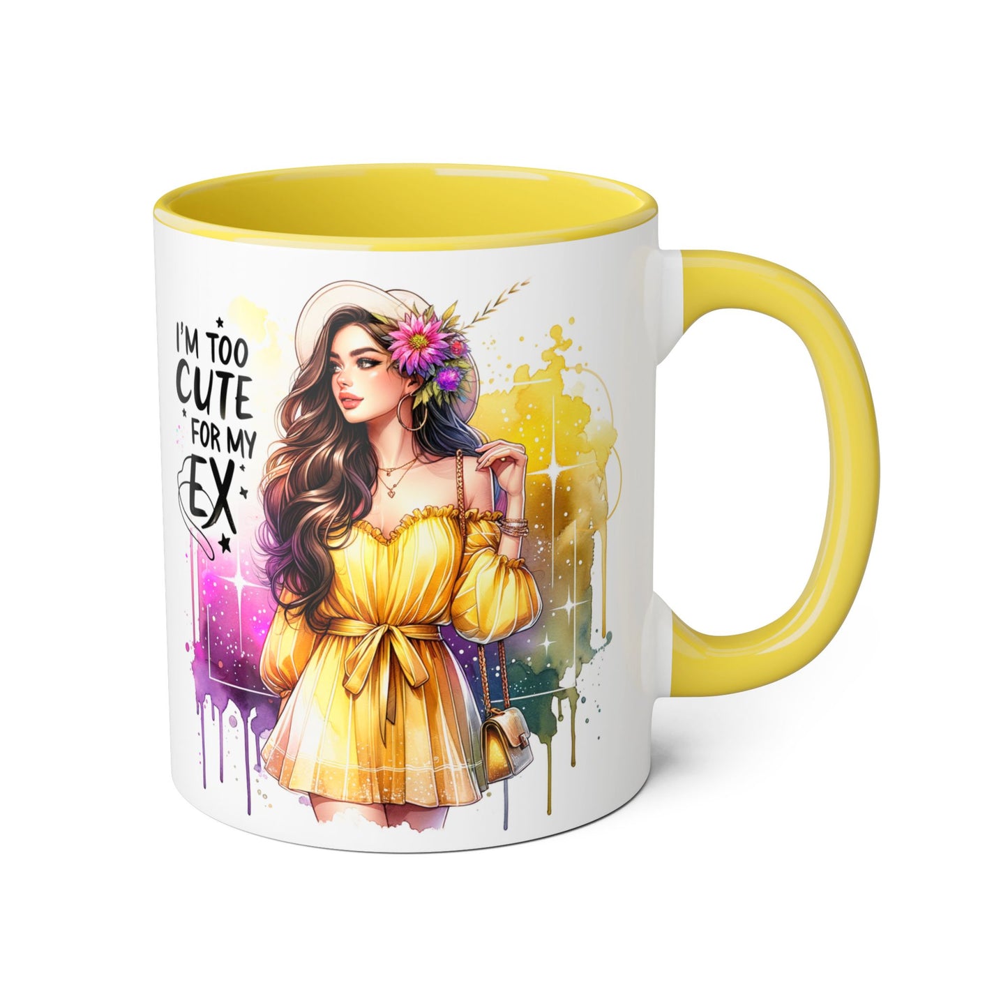Cute Ex-Related Accent Mugs, 11oz - Quirky Gifts, Funny Coffee Cup, Relationship Humor, Self-Love Mug, Colorful Artwork