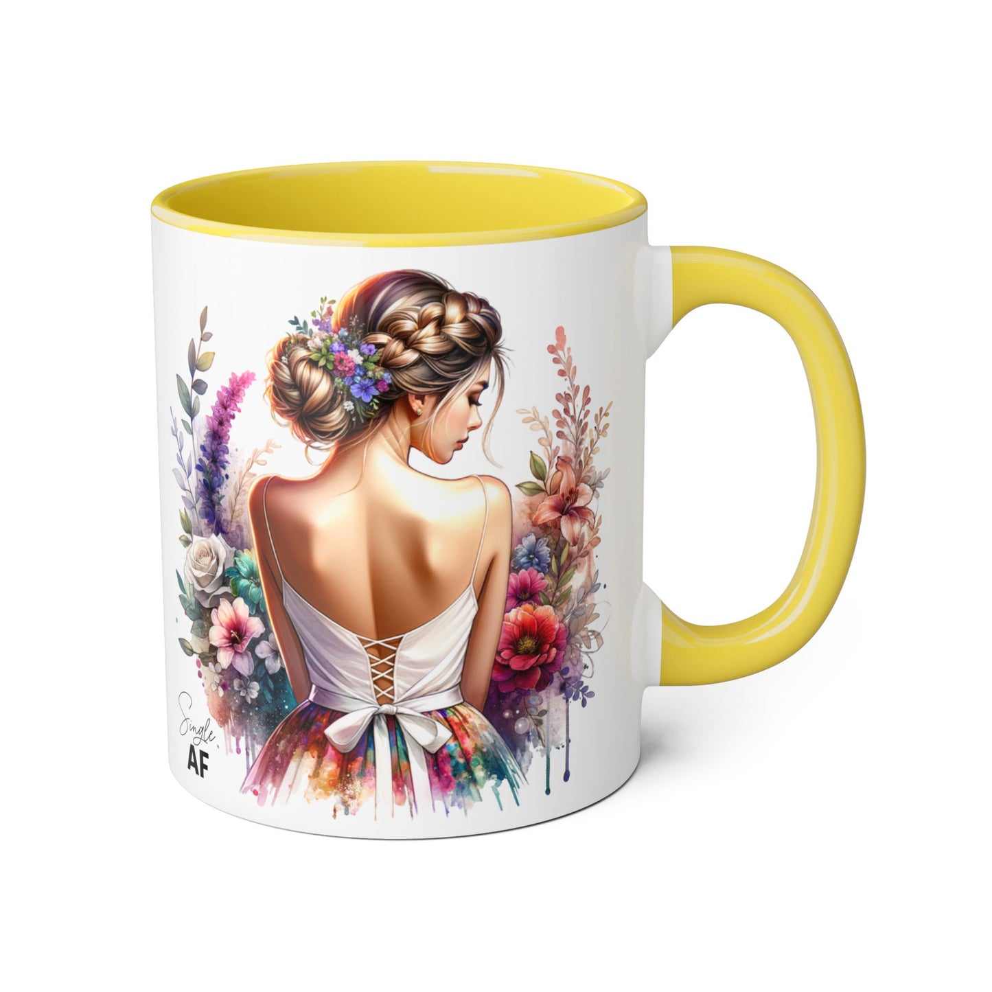 Single AF Floral Elegance Mug, Custom Coffee Cup, Gift for Her, Bridesmaid Present, Artful Design, Home Decor