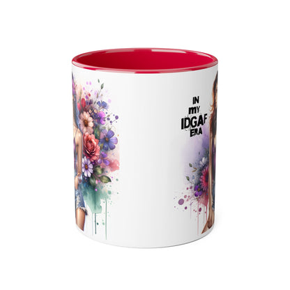 Colorful Floral IDGAF Mug, Inspiring Coffee Cup, Gift for Her, Sassy Drinkware, Unique Floral Mug, Birthday Gift