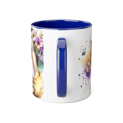 Single AF Chic Accent Mugs with Floral Art, Stylish Coffee Cups, Trendy Tea Mugs, Gift for Her, Motivational and Inspiring Drinkware