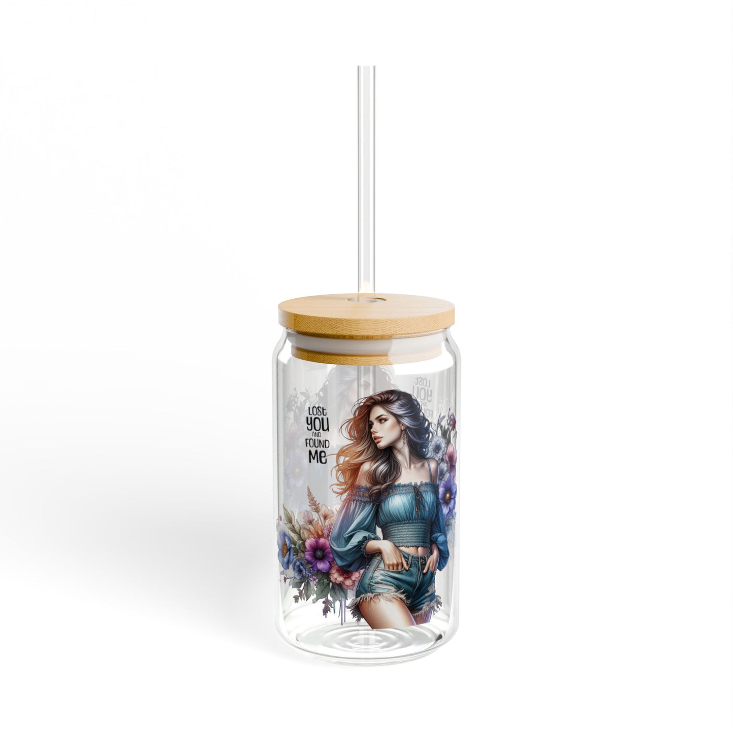 Lost You and Found Me Floral Art Sipper Glass, 16oz | Stylish Hydration for Home, Parties, Gifts, Summer, Eco-Friendly Drinkware