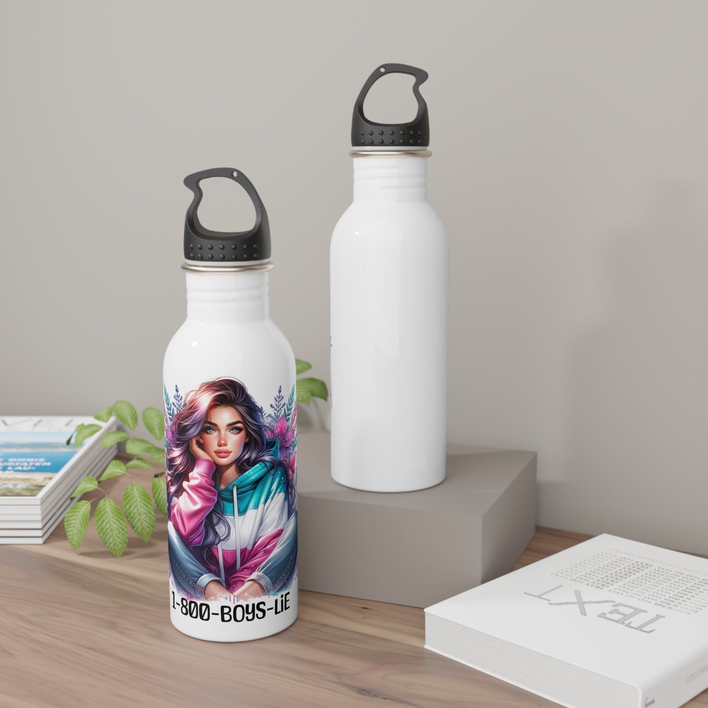 1-800-Boys-Lie Chic Stainless Steel Water Bottle - Trendy Drinkware for Girls, Fitness, Travel, Gifts
