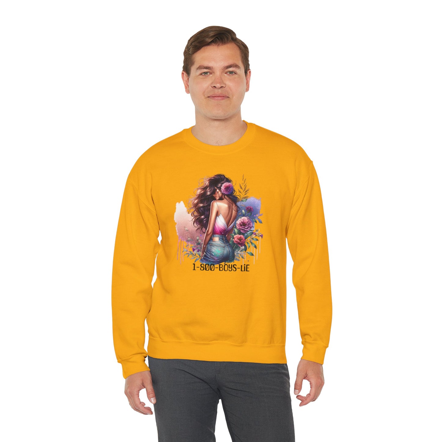 1-800-Boys-Lie Boss Babe Floral Sweatshirt | Unisex Comfortable Crewneck, Trendy Gift for Her, Affirmation Clothing, Cozy Fashion