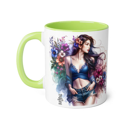If I'm Too Much, Then Go Find Less Floral Art Accent Mugs, 11oz - Perfect Gift for Flower Lovers, Coffee Lovers, Home Decor, Birthday Gifts, Art Enthusiasts