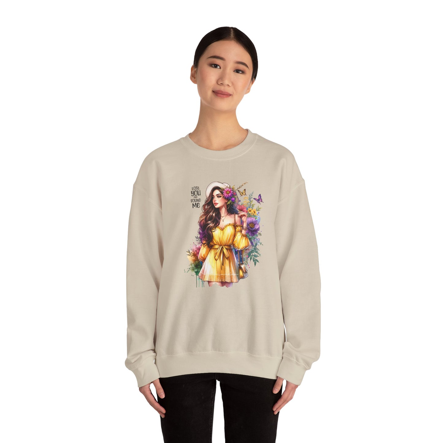 Lost You And Found Me Floral Art Crewneck Sweatshirt, Cozy Unisex Sweater, Gift for Her, Spring Fashion, Inspirational Apparel