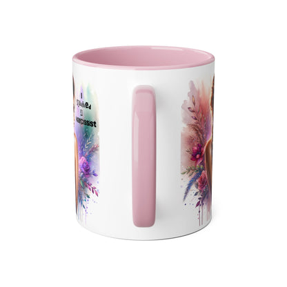 Artistic Accent Mug, Beautiful Coffee Cup, Unique Gift Idea, Home Décor, Self-Love Reminder, Floral Art Mug, Motivational Tea Cup