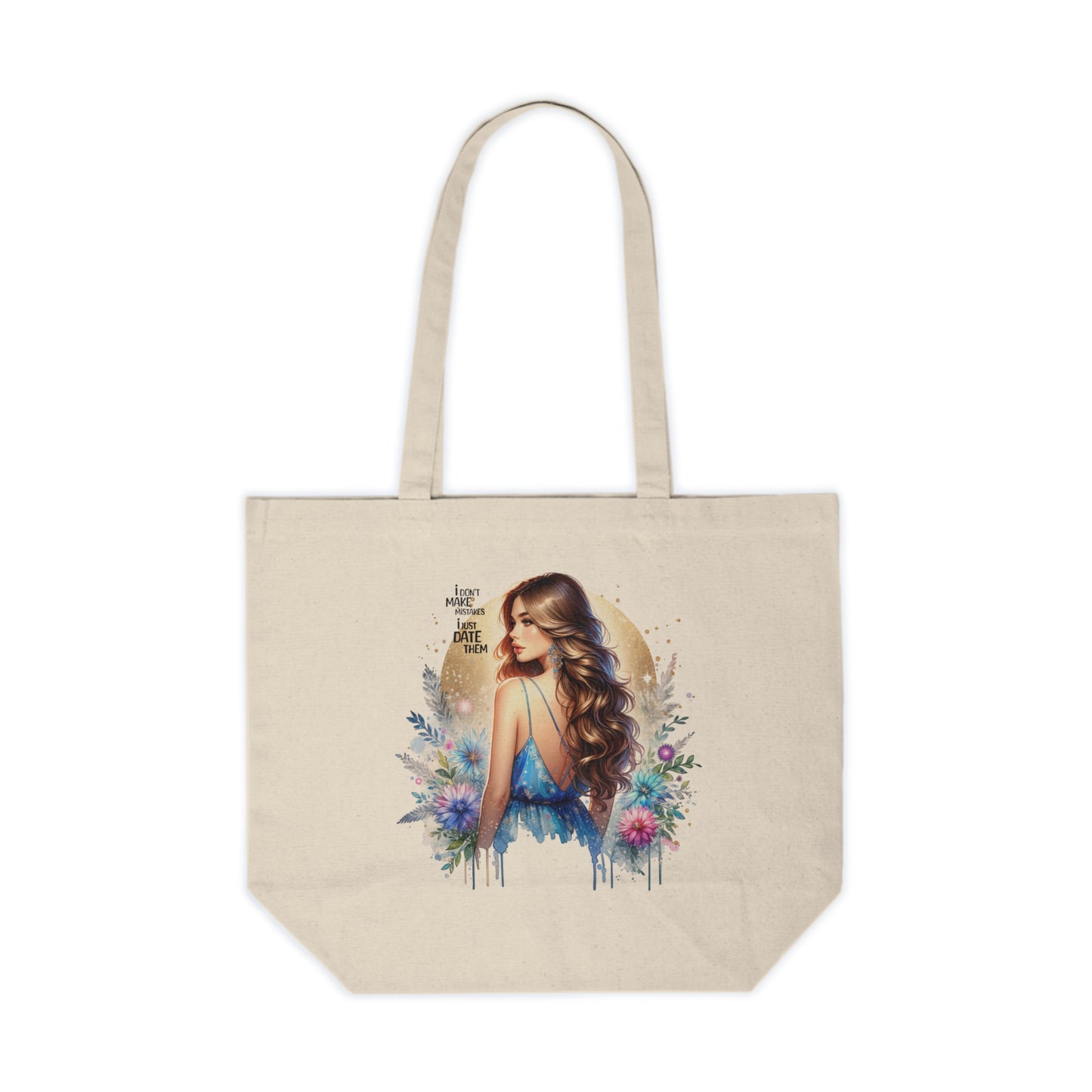 I Don`t Make Mistakes, I Just Date Them Floral Art Canvas Shopping Tote | Eco-Friendly Bag | Gift for Her | Market Tote | Reusable Grocery Bag | Stylish Everyday Carry