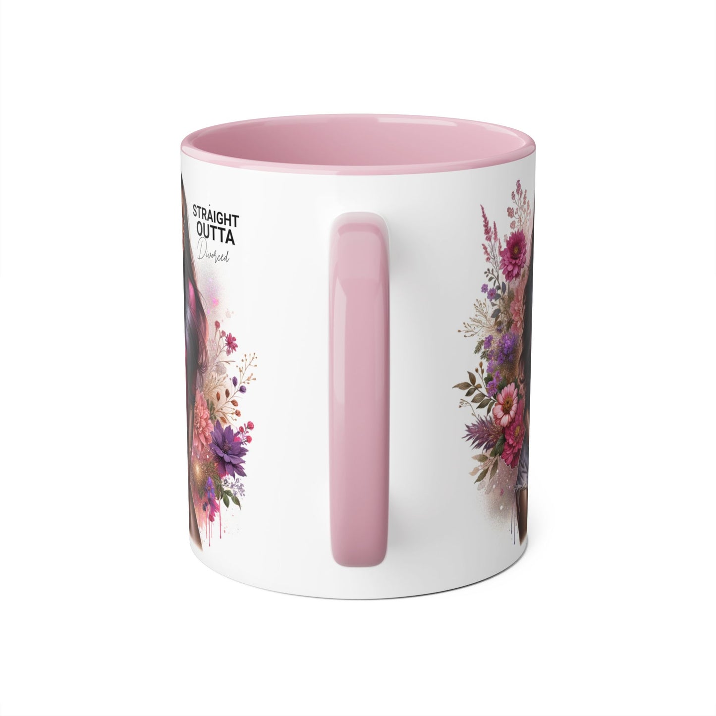 Straight Outta Divorced Humoristic Floral Portrait Accent Mug, Perfect Gift for Her, Coffee Lover, Home Decor, Stylish Drinkware, Mother's Day Gift, Inspirational Cup