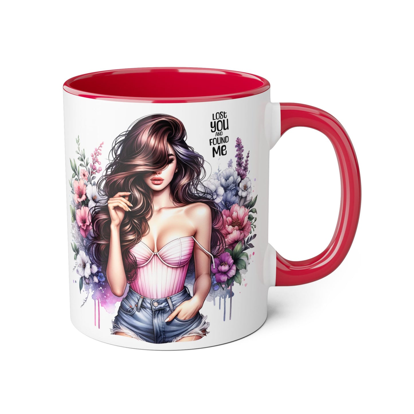 Floral Art Accent Mug - Lost You and Found Me , Coffee Lover Gift, Home Decor, Birthday, Mother's Day, Inspirational Drinkware