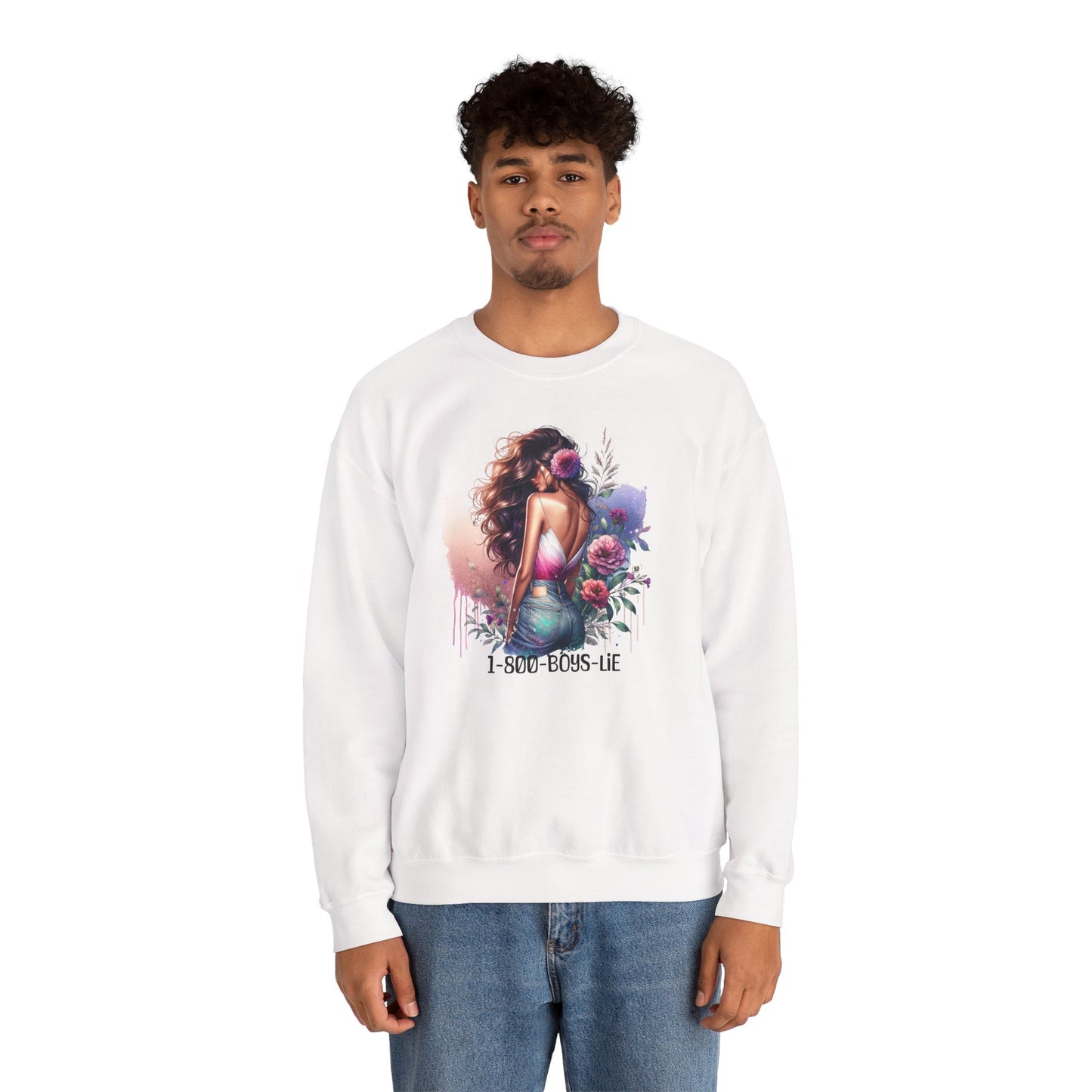 1-800-Boys-Lie Boss Babe Floral Sweatshirt | Unisex Comfortable Crewneck, Trendy Gift for Her, Affirmation Clothing, Cozy Fashion