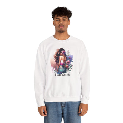 1-800-Boys-Lie Boss Babe Floral Sweatshirt | Unisex Comfortable Crewneck, Trendy Gift for Her, Affirmation Clothing, Cozy Fashion