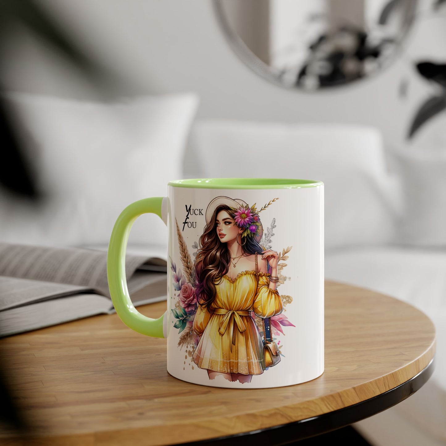 Yuck Fou Chic Floral Accent Mug, Black-Handled Coffee Cup, Gift for Her, Boho Kitchen Decor, Unique Birthday Present, Fun Art Mug, [...]